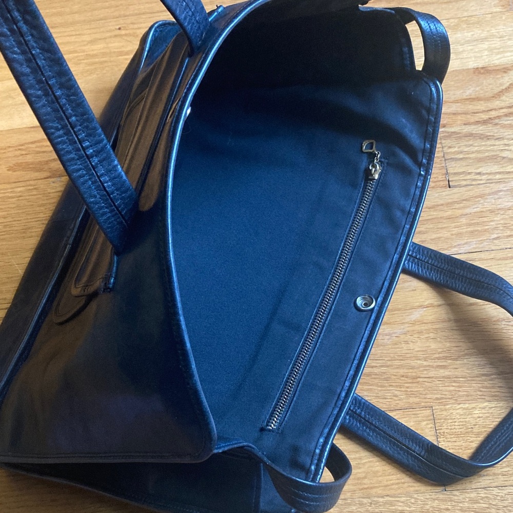 Vintage Navy Handmade Leather Large Tote Bag Handles & Shoulder Strap - Picture 9 of 15